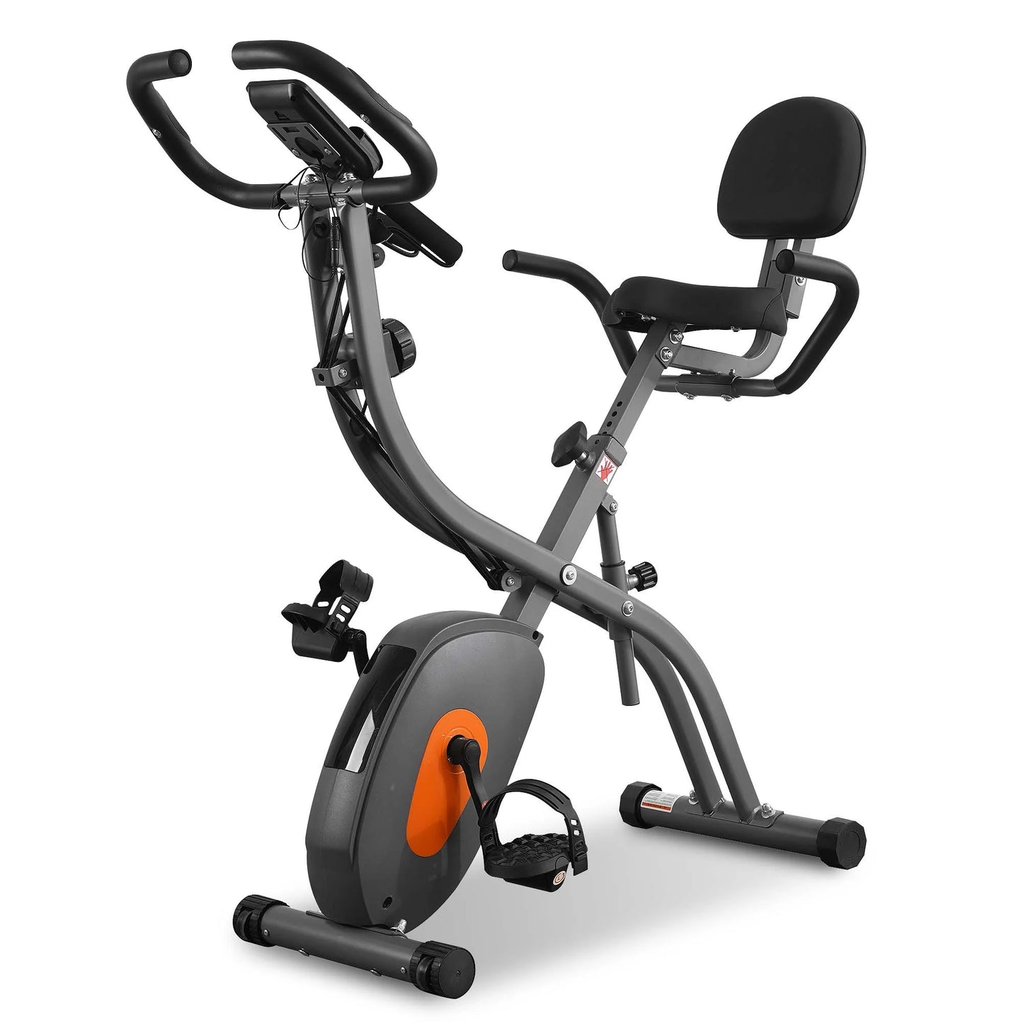 Folding Exercise Bike Magnetic Stationary Recumbent Bike 3 in 1 Adjustable Arm Resistance Bands for Home Use