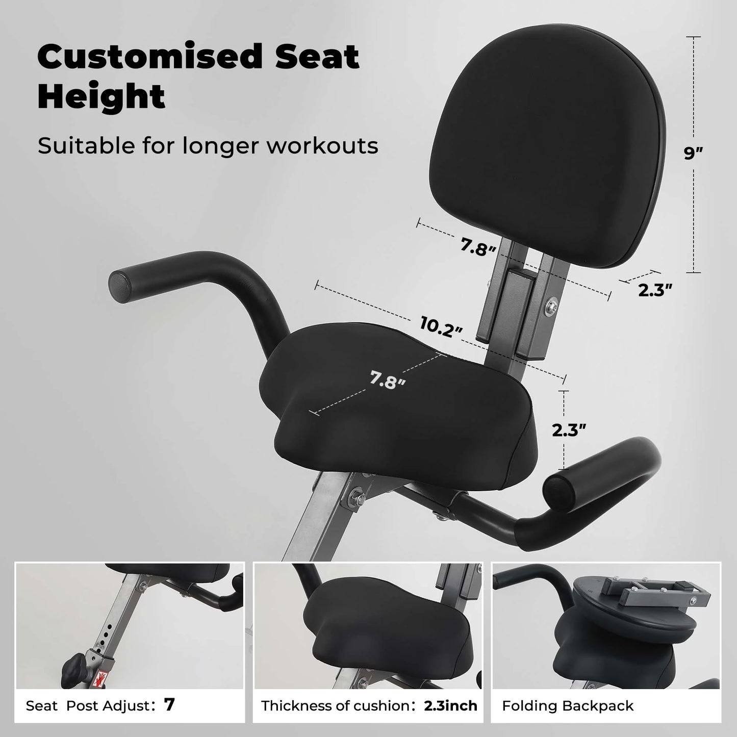 Folding Exercise Bike Magnetic Stationary Recumbent Bike 3 in 1 Adjustable Arm Resistance Bands for Home Use